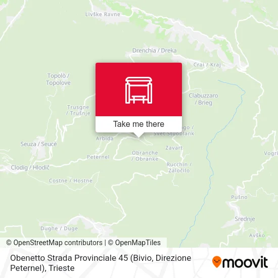 Obenetto Strada Provinciale 45 (Bivio, Direzione Peternel) map