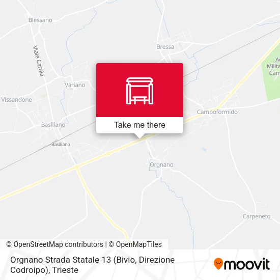 Orgnano Strada Statale 13 (Bivio, Direzione  Codroipo) map