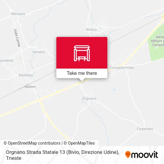 Orgnano Strada Statale 13 (Bivio, Direzione  Udine) map