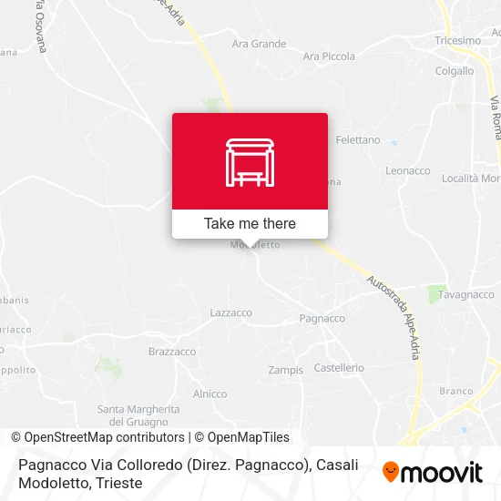 Pagnacco Via Colloredo (Direz. Pagnacco), Casali Modoletto map