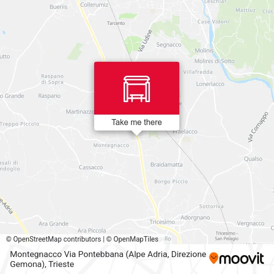 Montegnacco Via Pontebbana (Alpe Adria, Direzione Gemona) map