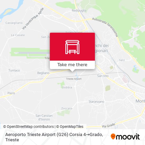 Aeroporto Trieste Airport (G26) Corsia 4→Grado map