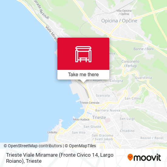 Trieste Viale Miramare (Fronte Civico 14, Largo Roiano) map