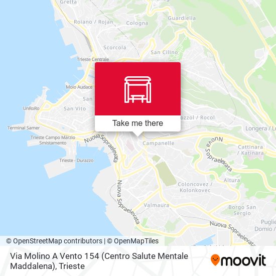 Via Molino A Vento 154 (Centro Salute Mentale Maddalena) map
