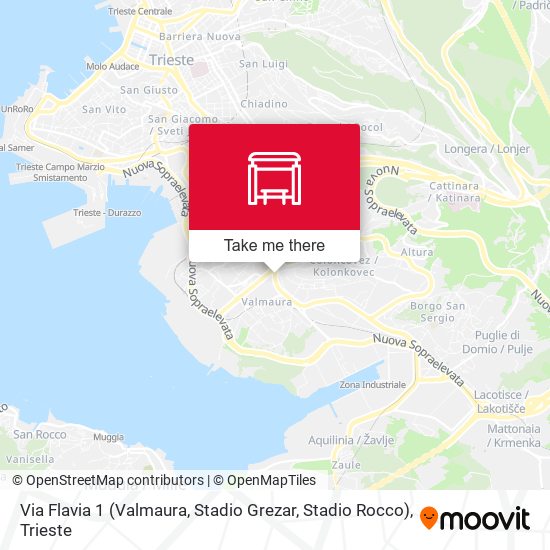 Via Flavia 1 (Valmaura, Stadio Grezar, Stadio Rocco) map