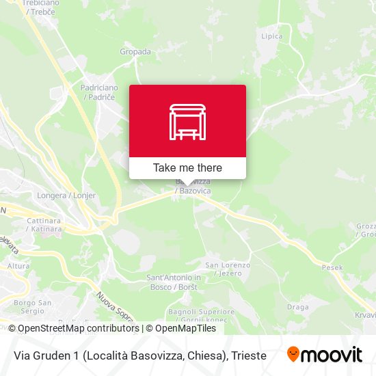 Via Gruden 1 (Località Basovizza, Chiesa) map