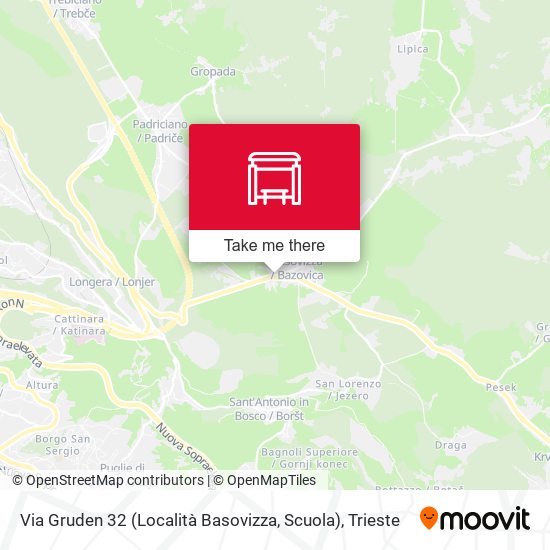 Via Gruden 32 (Località Basovizza, Scuola) map