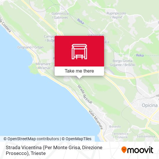 Strada Vicentina (Per Monte Grisa, Direzione Prosecco) map