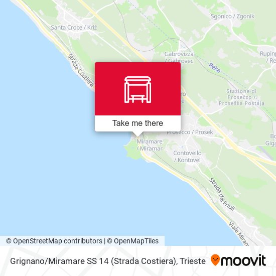 Grignano / Miramare SS 14 (Strada Costiera) map