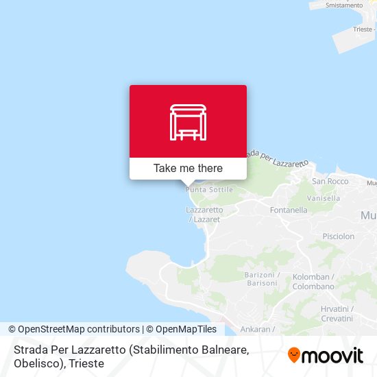 Strada Per Lazzaretto (Stabilimento Balneare, Obelisco) map