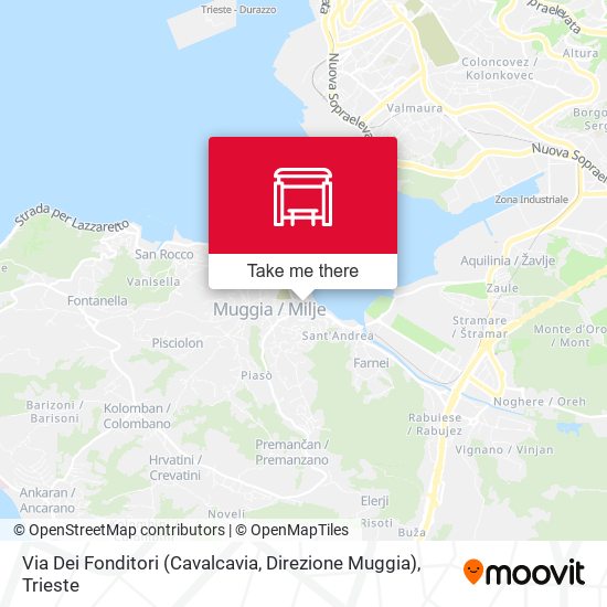 Via Dei Fonditori (Cavalcavia, Direzione Muggia) map