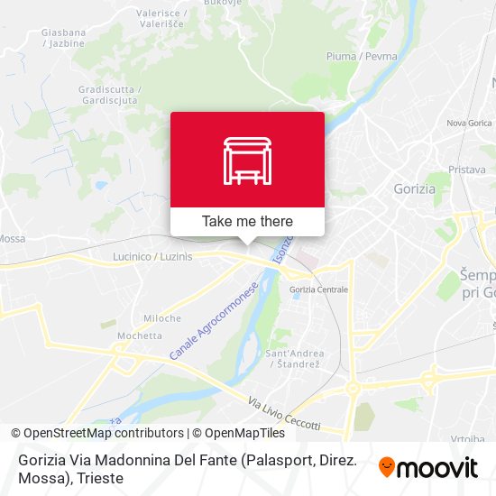 Gorizia Via Madonnina Del Fante (Palasport, Direz. Mossa) map