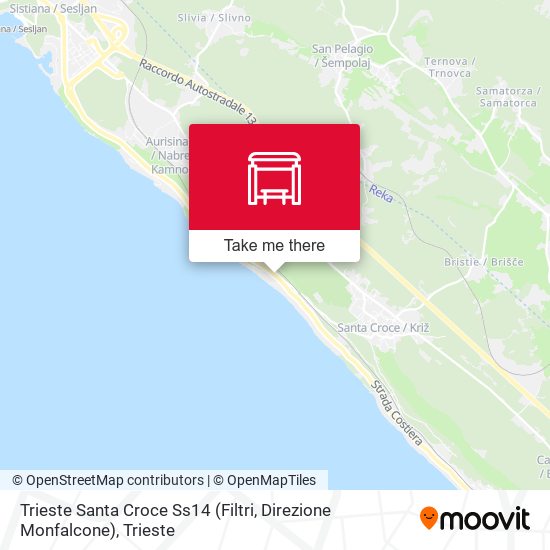 Trieste Santa Croce Ss14 (Filtri, Direzione Monfalcone) map
