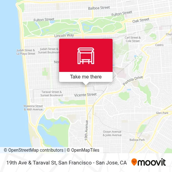 19th Ave & Taraval St map