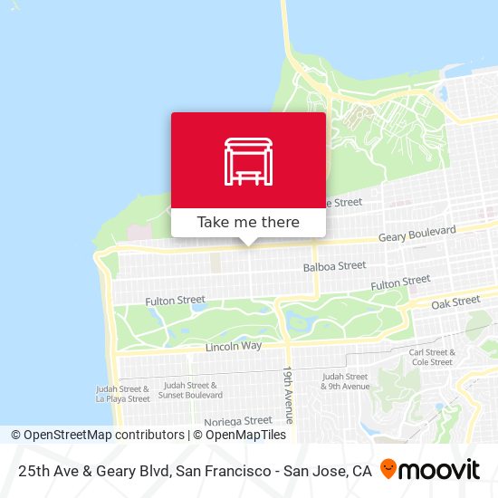 25th Ave & Geary Blvd map