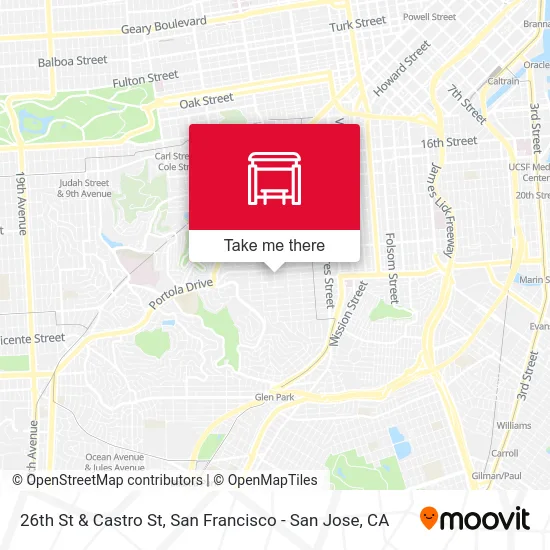 26th St & Castro St map