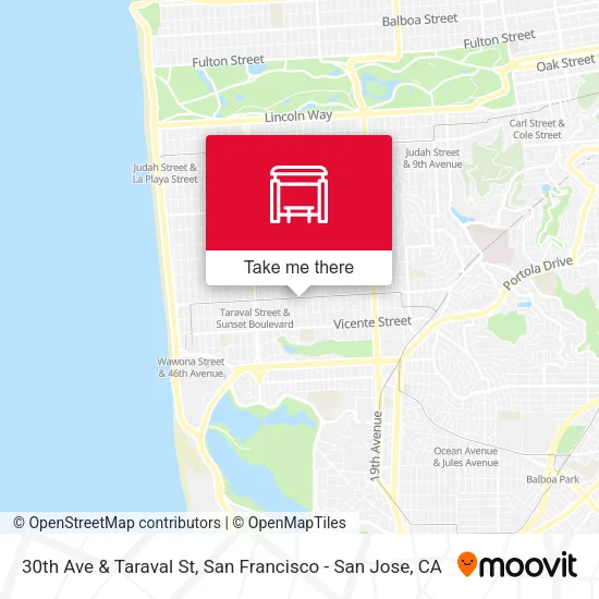 30th Ave & Taraval St map