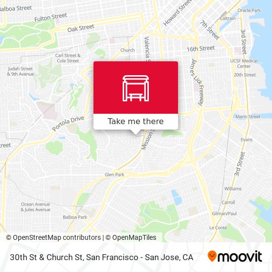 30th St & Church St map