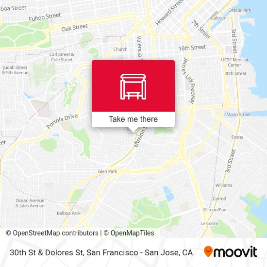 30th St & Dolores St map