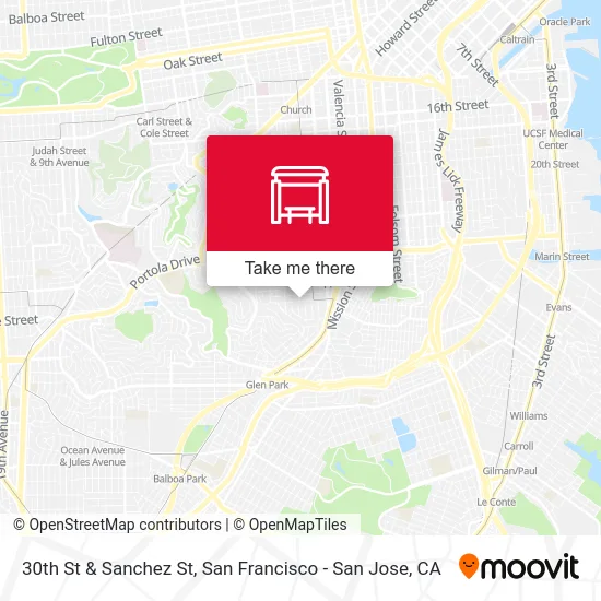 30th St & Sanchez St map