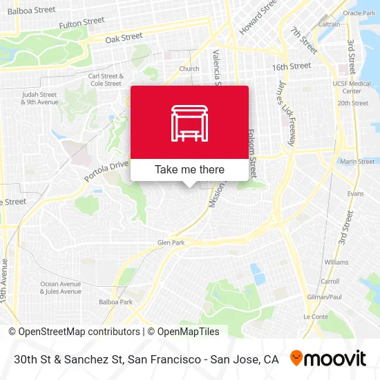 30th St & Sanchez St map