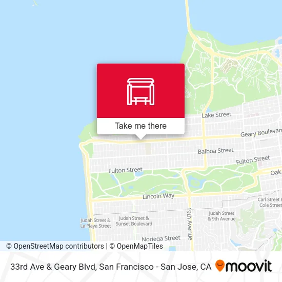33rd Ave & Geary Blvd map