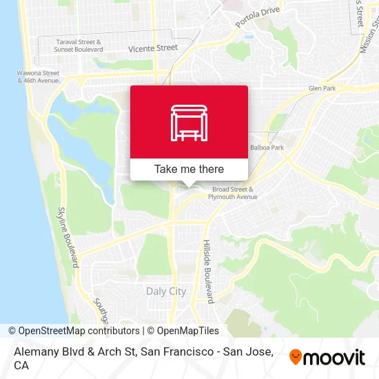 Alemany Blvd & Arch St map