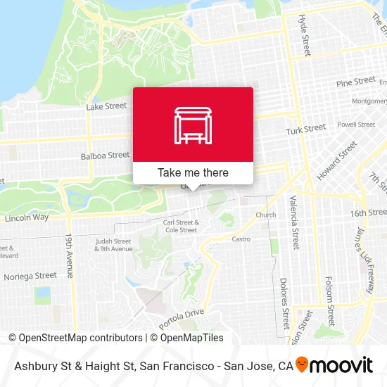 Ashbury St & Haight St map