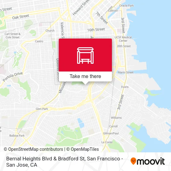 Mapa de Bernal Heights Blvd & Bradford St