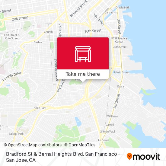 Bradford St & Bernal Heights Blvd map