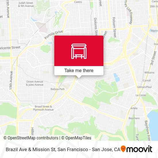 Brazil Ave & Mission St map