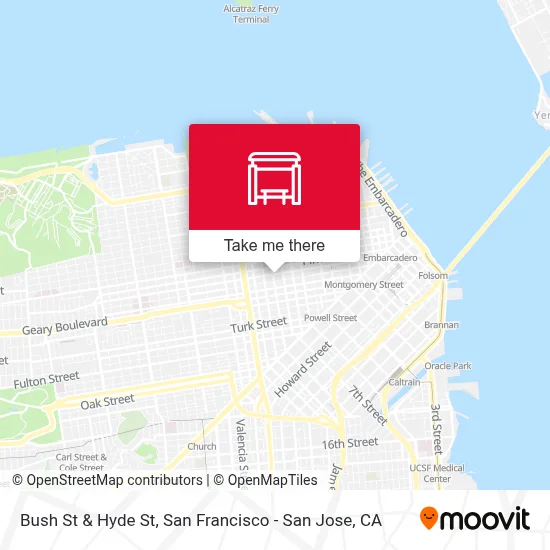 Bush St & Hyde St map