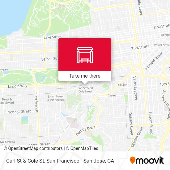 Carl St & Cole St map