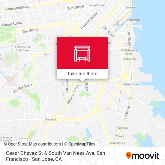 Cesar Chavez St & South Van Ness Ave map