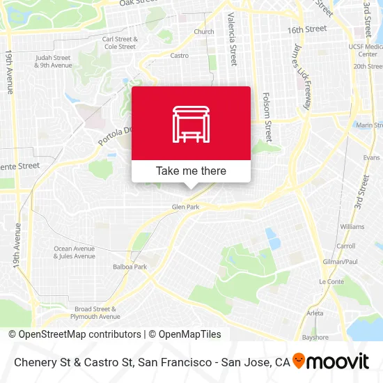 Chenery St & Castro St map
