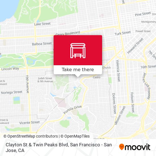 Clayton St & Twin Peaks Blvd map