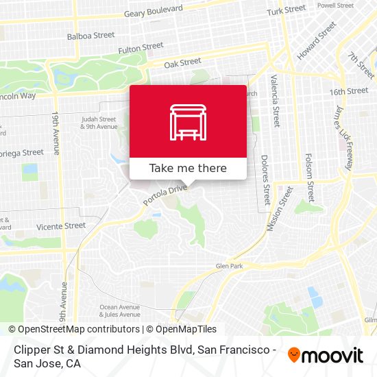Clipper St & Diamond Heights Blvd map
