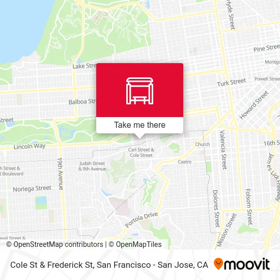 Cole St & Frederick St map