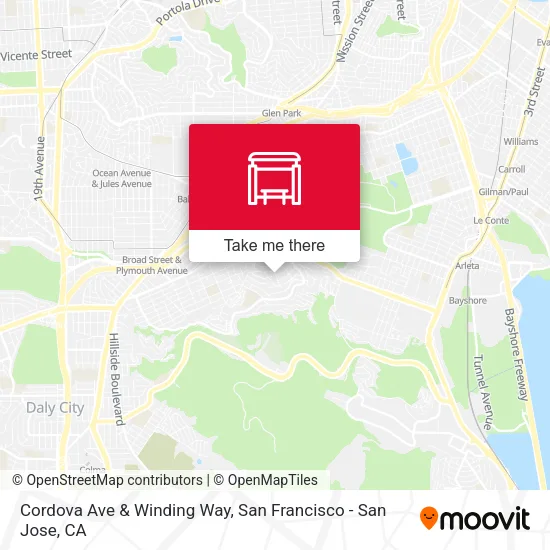Cordova Ave & Winding Way map
