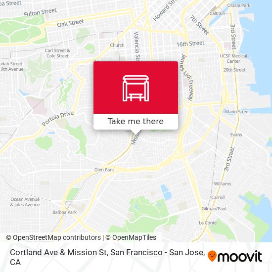 Cortland Ave & Mission St map