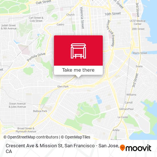 Crescent Ave & Mission St map