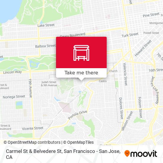 Carmel St & Belvedere St map