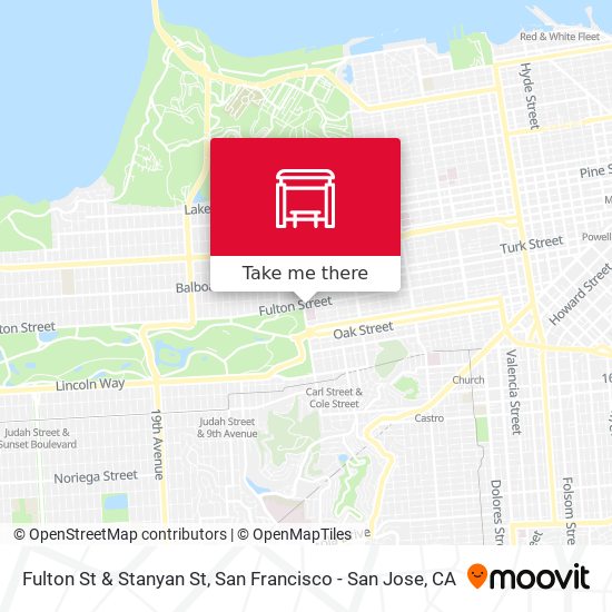 Fulton St & Stanyan St map