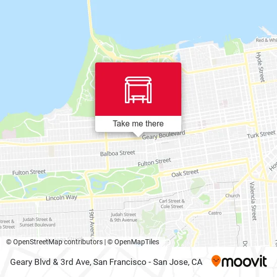 Geary Blvd & 3rd Ave map