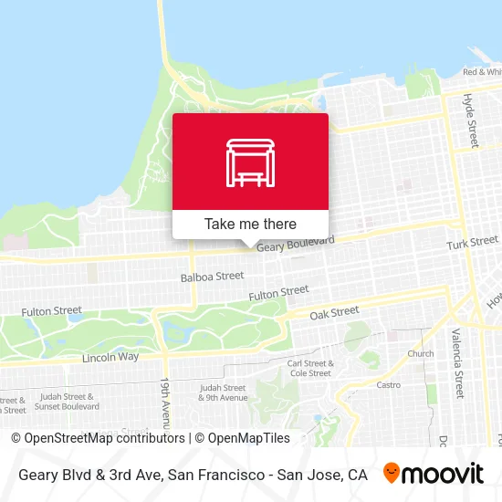 Geary Blvd & 3rd Ave map