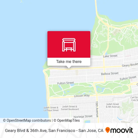 Mapa de Geary Blvd & 36th Ave