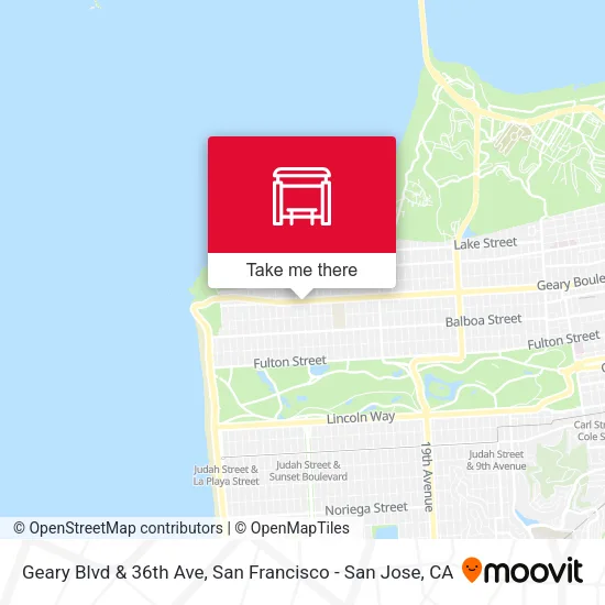 Mapa de Geary Blvd & 36th Ave