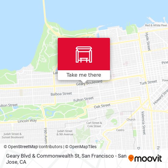 Geary Blvd & Commonwealth St map