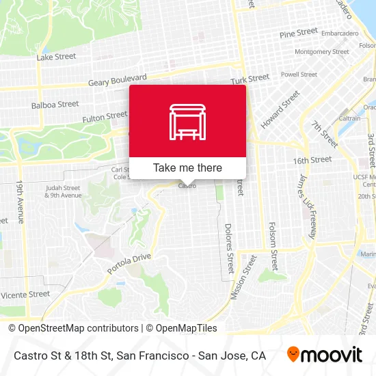 Castro St & 18th St map