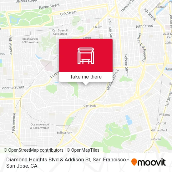 Diamond Heights Blvd & Addison St map